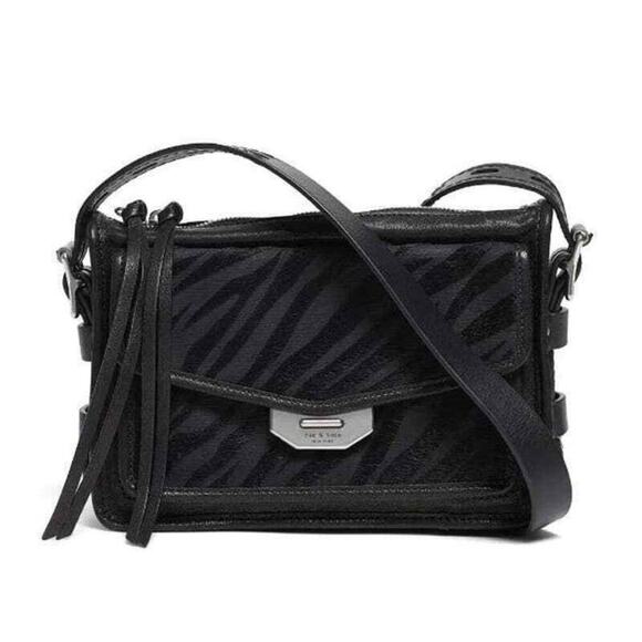 RAG & BONE Small Field Messenger Crossbody Bag Leather in Black Zebra - $575 - Picture 1 of 16